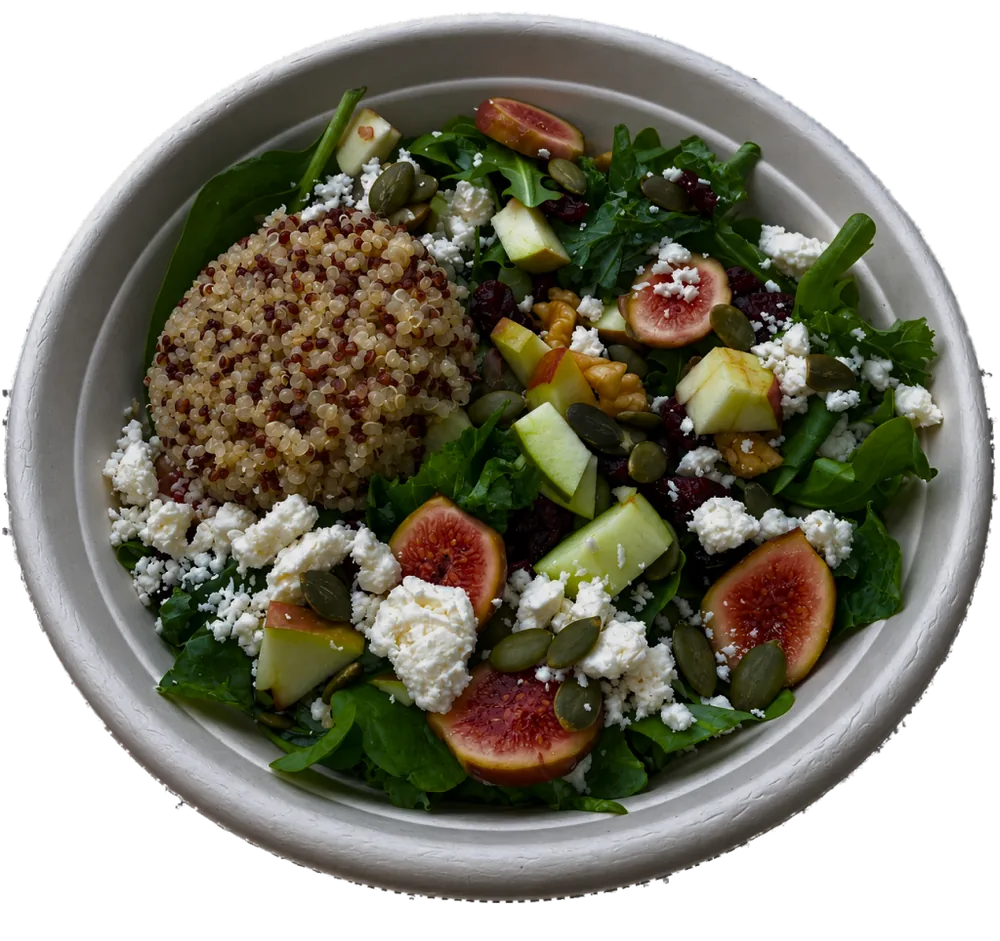 A quinoa salad with figs and greens